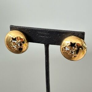 Huge Celestial Zodiac Star Cut Out Clip Earrings Kidcore 80s Old Money Y2K Emo